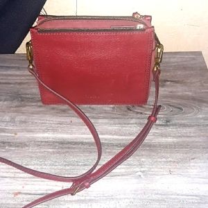 Fossil Red Leather Crossbody Bag - Women
